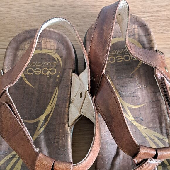 Abeo Bea Braid Women’s 8.5 Narrow Brown Leather Gladiator Sandals Flats Comfort - Picture 9 of 10